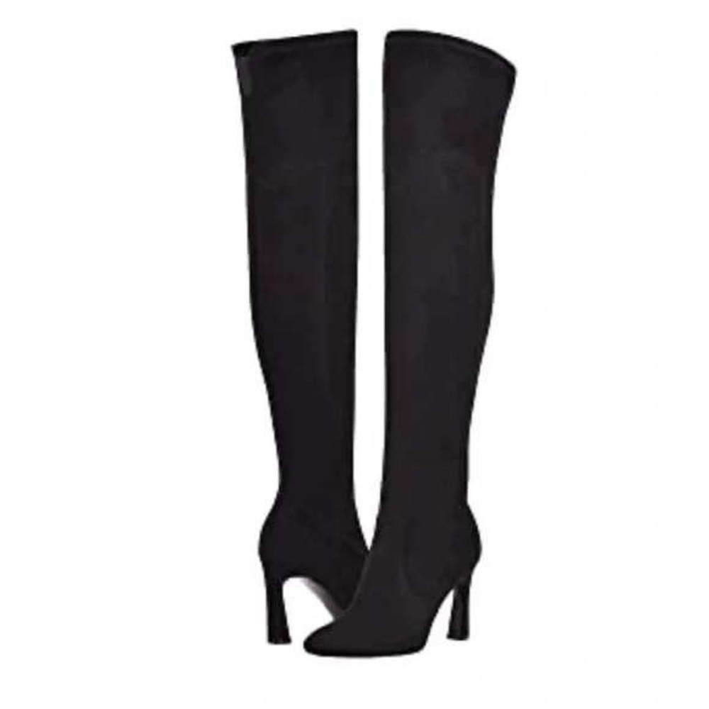 Nine West Sizzle 2 Over The Knee Boot Size 9 Tall Faux Suede Black Heeled NEW